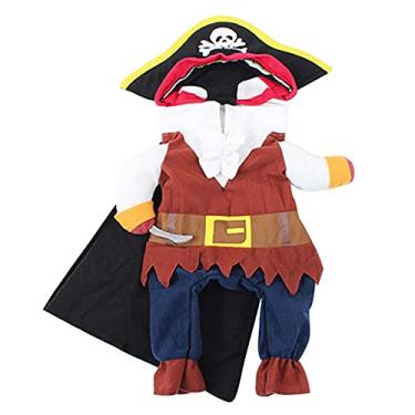 Imagem de PetPhindU Uniforme de Pirata de Halloween para Cachorro e Gato - Tamanhos P, M, G, GG - Algodão - Cor: Fantasia de Pirata - Design Único e Confortável