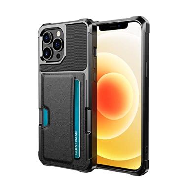 Imagem de Capa de suporte de cartão de proteção forte para iphone 14 13 pro max 11 12 13pro xs xr x anti-riscos bolsa de telefone móvel sobre, preto, para iphone12 pro max