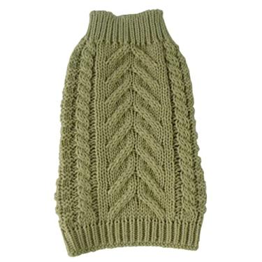 Imagem de Suéter PET Life 'Swivel-Swirl' Heavy Cable de tricô fashion designer para cães de estimação, grande, marrom escuro