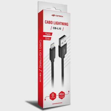 Imagem de Cabo USB X Lightning 1M 2A CB-L10BK Preto C3 tech