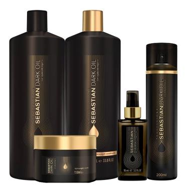 Imagem de Kit Shampoo Condicionador Másc E Cond á Seco + Óleo Sebastian Professional Dark Oil