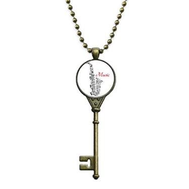 Imagem de DIYthinker Colar com pingente ilustrado para ouvir música clássica saxofone