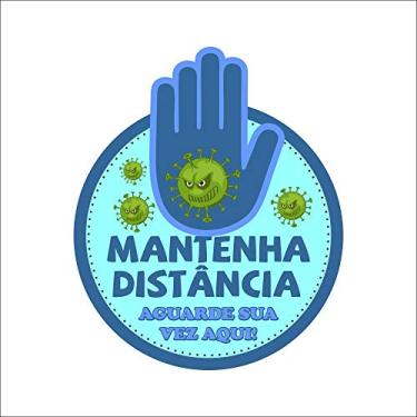 Imagem de Adesivo P/Chão Mantenha Distância Azul 10 Unidades Mod 01