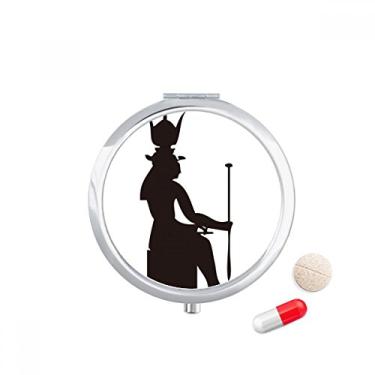 Imagem de Estojo de pílula com contorno de cetro de faraó do Egito, recipiente para armazenamento de remédios