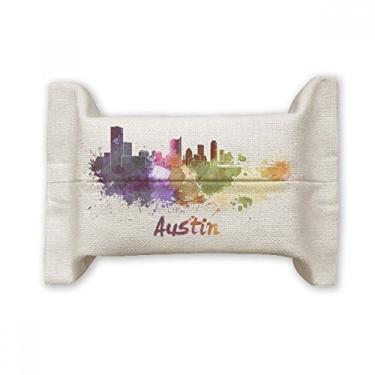 Imagem de Austin America City Suporte de capa de papel para lenços faciais, bolsa de linho de algodão