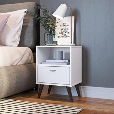 Imagem de Conjunto 2 Mesas de Cabeceira 1 Gaveta e 1 Nicho Completa Móveis Branco