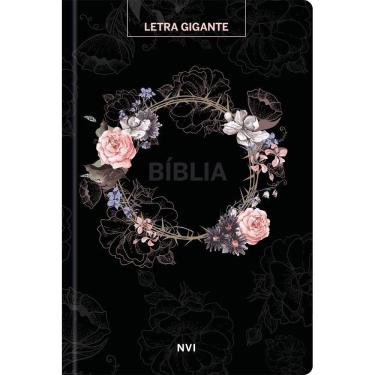 Imagem de Bíblia Sagrada NVI - Letra Gigante - Flores preta