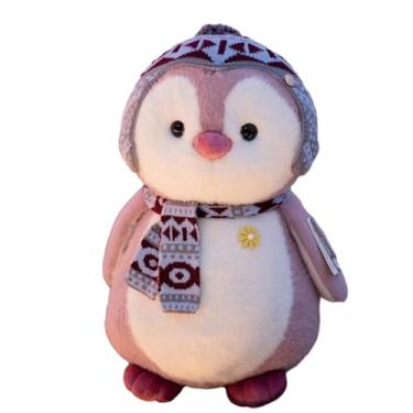Imagem de ESTINTENG Boneca Pinguim Bonita Cachecol de Natal Chapéu Confortável Boneca de Pelúcia Pinguim Rosa - 20 cm 【0,11 kg】