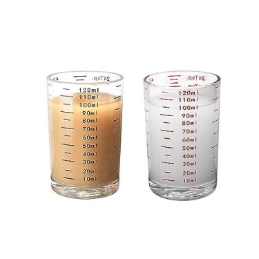 Imagem de Leadigol Copo Medidor de Vidro, Resistente ao Calor, 2 Peças, 4 oz/120 ml, Vermelho e Preto