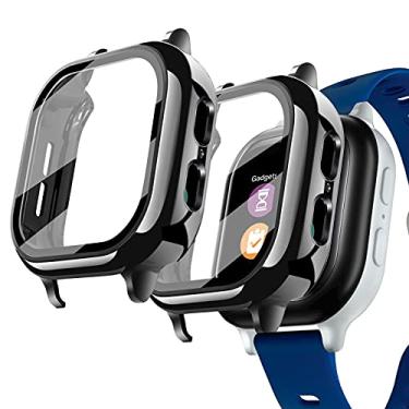 Imagem de [2 unidades] Capa Kuaguozhe compatível com Gizmo Watch 2 protetor de tela para crianças (pacote com 2), capa protetora geral de policarbonato rígido e protetor de tela de vidro temperado para relógio Verizon Gizmo Watch 2, preto 2