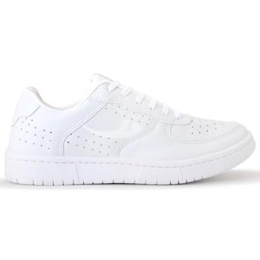 Imagem de Tênis Skatista Casual Branco Preto Masculino Feminino Moderno Confortável Leve Sola Colada Costurada (Branco, BR, Adulto, Numérico, 34)