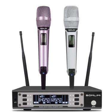 Imagem de SOMLIMI original EW135G4 Sem Fio Microfone Profissional para Cantares Performances dePalco Karaoke Conferenciada lgreja Palestr (135-White and Pink)