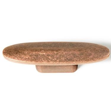 Imagem de Goo-Ki Pacote com 12 puxadores grandes de gaveta de cobre antigo de 7,6 cm de comprimento total (76 mm) - Hardware de armário de cozinha puxador de barra retrô de furo único para armário de cômoda, puxador de bronze vermelho para guarda-roupa de banheiro, 1751KB-AC