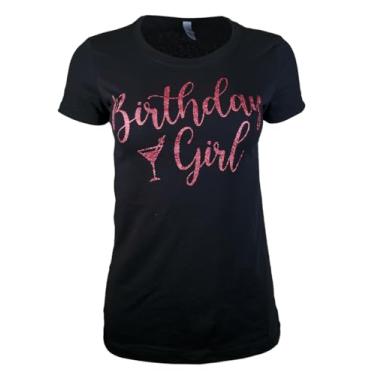 Imagem de MISS POPULAR Camiseta de aniversário feminina com estampa de peito | Glitter Birthday Girl, Queen, Squad, Its My Birthday | Tamanhos P-3GG, Birthday Girl - ouro rosa, M