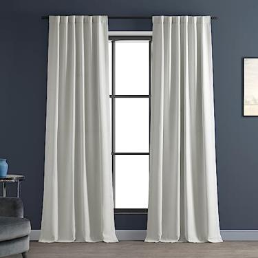Imagem de HPD Half Price Drapes Bellino Cortinas de Escurecimento de Quarto 270 cm Cortinas Longas para Quarto e Sala de Estar (1 Painel), 127 L x 278 C, Giz Off White