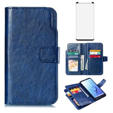 Imagem de Asuwish Capa de telefone para Samsung Galaxy S9 Capa carteira com protetor de tela de vidro temperado flip porta-cartão de crédito slot suporte bolsa fólio bolso acessórios móveis celular celular S 9