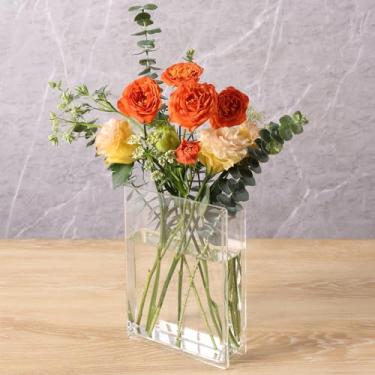 Imagem de Vaso de acrílico em forma de livro, vaso de flores transparente, suporte de livros para flores, estética moderna, decorativo para estante de livros, escritório, casa, quarto, sala de estar, sala de