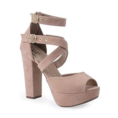 Imagem de Sandália Modarpe Meia Pata Salto Grosso Feminina M21 Cor:Bege;Tamanho:35