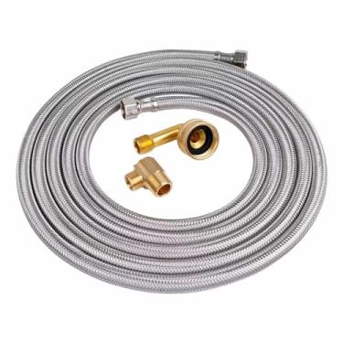 Imagem de Kit de mangueira de lava-louças de aço inoxidável, trançado para lava-louças, linha de abastecimento de água à prova de explosão com compressão de 3/20.3 cm (30 pés)