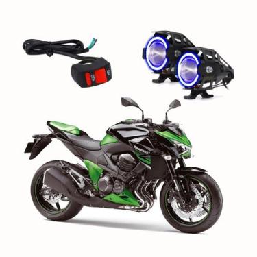 Imagem de Par Farol de Milha Angel Eye U7 Azul para Moto Kawasaki Z 8000 2013 - 