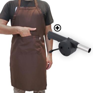 Imagem de Kit Churrasqueiro Avental + Soprador - Mundo aventais , Preto