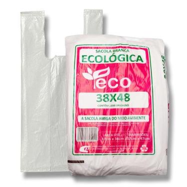 Imagem de Sacola Plastica Branca 38x48 Para Mercado E Loja C/1.000 Und - Eco