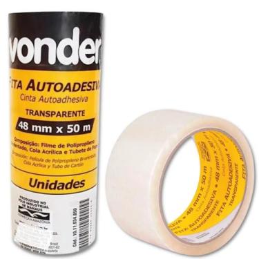 Imagem de Kit 5 Fitas Adesiva Para Embalagem Vonder Transparente 48x50m