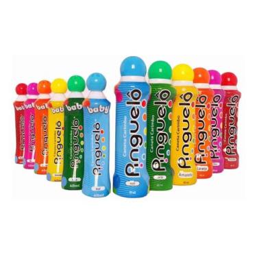 Imagem de Kit 6 Canetas Carimbo Pinguelô Com 80ml + 6 Pinguelos Baby