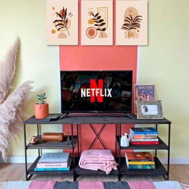 Imagem de Rack de TV Industrial de Ferro e Madeira Duo 1,20m Tabaco e Preto - Ar