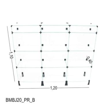 Imagem de Balcão de Vidro com Porta Bijuteria - C/ Conectivo Preto -  MOD.40 - 1