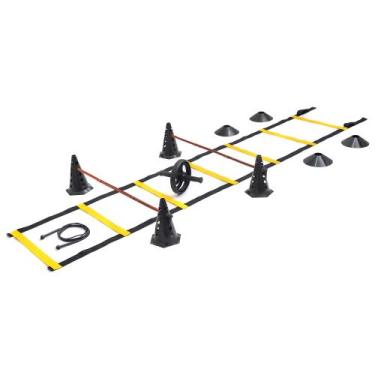 Imagem de Kit 1 Escada 4 Cones C/Barreiras 4 Chapéus 1 Corda Roda - KeerSports