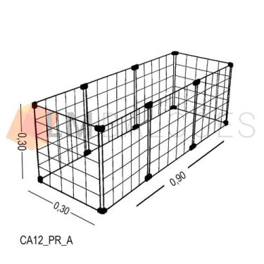 Imagem de Cercadinho Aramado Preto Para Pet - 0,90 x 0,30 x 0,30m - LM Balcoes