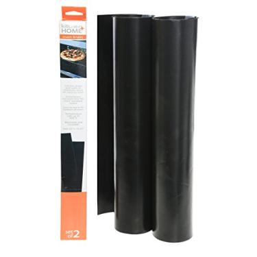 Imagem de Conjunto de 2 forros para cozinha + forno doméstico – Grande resistente 100% livre de PFOA e BPA – Forro de forno reutilizável antiaderente aprovado pela FDA para fornos de combustível, elétricos e micro-ondas – Funciona como tapete de assadeira e grelha, Preto, 2