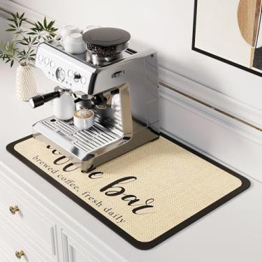 Imagem de DK177 Tapete de café, tapete de café, tapete de secagem absorvente de manchas com suporte de borracha à prova d'água, ajuste sob cafeteira, cafeteira, cafeteira, máquina de café expresso, acessórios