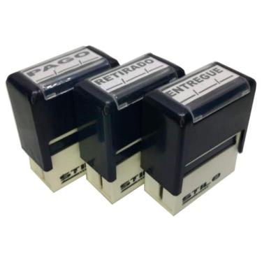 Imagem de Kit 03 Carimbos Automáticos Stilo 20 - PAGO / ENTREGUE / RETIRADO com 