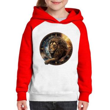 Imagem de Moletom Infantil Leão Sígno - Foca na Moda, Branco, Vermelho, 4