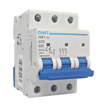 Imagem de Mini Disjuntor  Tripolar 25A  NB1-63 C25  Chint, 450