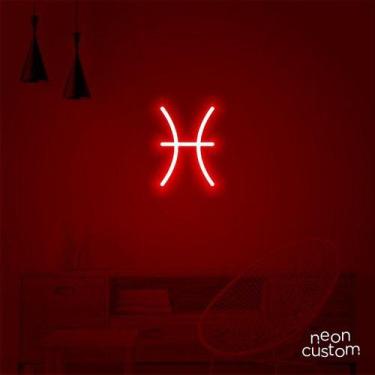 Imagem de luminaria letreiro Neon Led Signo Peixes 100x70 luminoso decoração p/ 