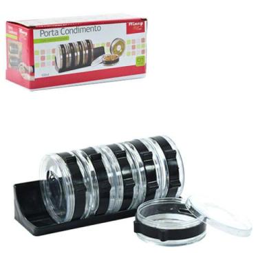 Imagem de Porta Condimento  Redondo Kit Com 7 Pecas Suporte Plastico - WINCY CAS