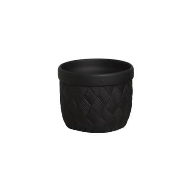 Imagem de Cachepot em Cerâmica Decorativo Home Modelo Cesto Preto Fosco - Sara D