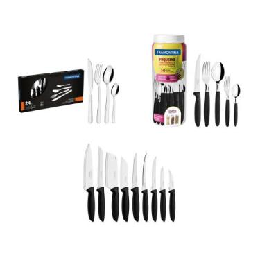 Imagem de KIT - 1 Faqueiro Inox 30 Peças + 1 Conjunto Facas 9pç + 1 Faqueiro Ino