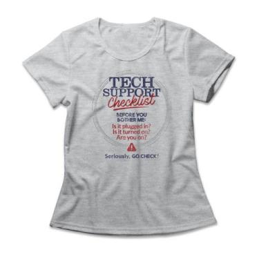 Imagem de Camiseta Feminina Tech Support Checklist - Studio Geek, M, Mescla cinz