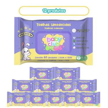 Imagem de 12 Pacotes Toalhas Umedecidas Premium 60fls Baby Club
