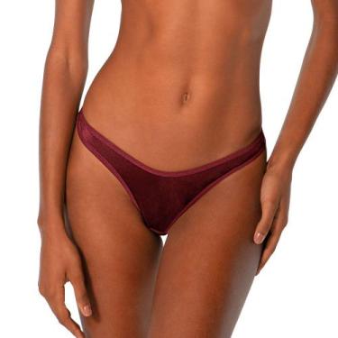 Imagem de Calcinha Fio Dental DeMillus 51813 Cintura Baixa, Vinho, M