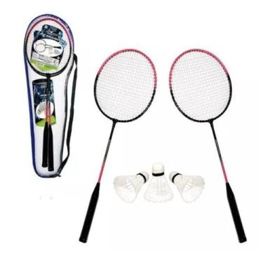 Imagem de Kit Badminton Completo Com 2 Raquetes 3 Petecas 1 Bolsa  - Art Sports