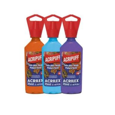 Imagem de Kit 5 Tinta para Tecido Acripuff Expansão a Calor 35ml a Sua Escolha A