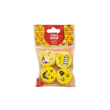 Imagem de Borracha escolar ponteira emoticons yins paper com 4 pecas