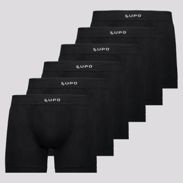 Imagem de Kit Lupo de 6 Cuecas Boxer Fiber Mang II Preta e Branca, G