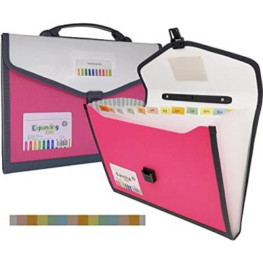 Imagem de Pasta de arquivo expansível com etiquetas, pasta de arquivo sanfonada de 13 bolsos, pasta de arquivo expansível com zíper, pasta acordeão de papel letra A4, 1 pacote