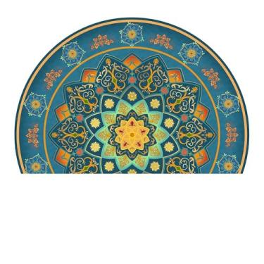 Imagem de Tapete redondo abstrato para sala de estar tapetes macios para sala de jantar embaixo da mesa, tapete antiderrapante para entrada de escritório e cozinha (flor 03,100 x 150 cm)